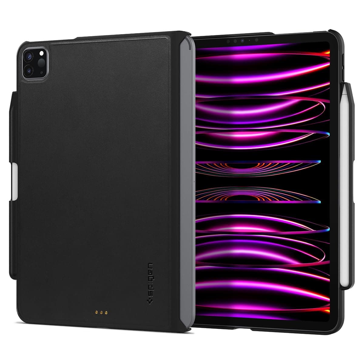 Качествен тънък матиран кейс за iPad Pro 11 M2 (2022), iPad Pro 11 M1 (2021), iPad Pro 11 (2020), iPad Pro 11 (2018) - Spigen Thin Fit Pro Case (черен)