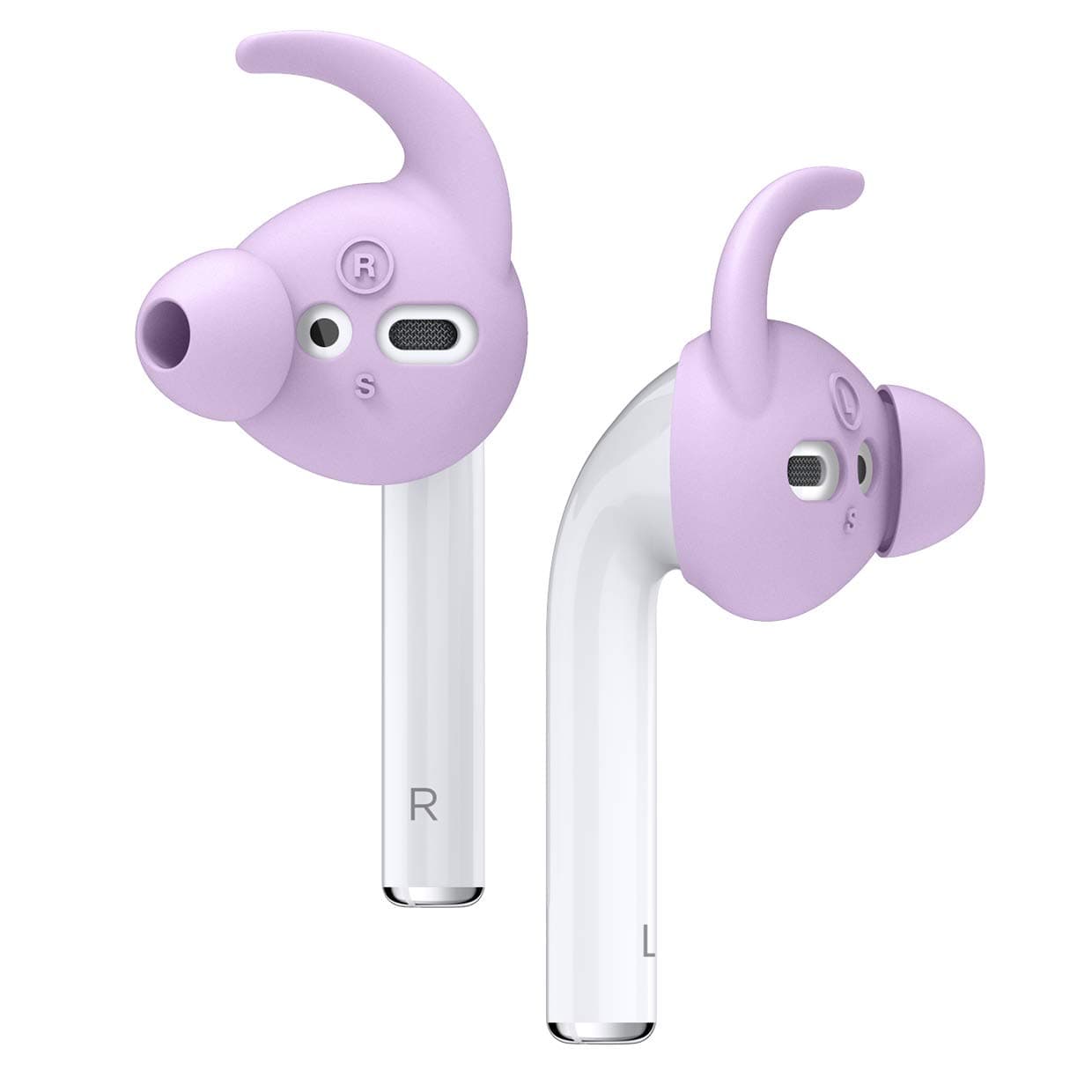 Защитен калъф в комплект с накрайници Elago Basic Cover with Carrying Pouch, за Apple Airpods/Airpods 2, силиконов, с карабинер, силиконови, антибактериалени, лилави