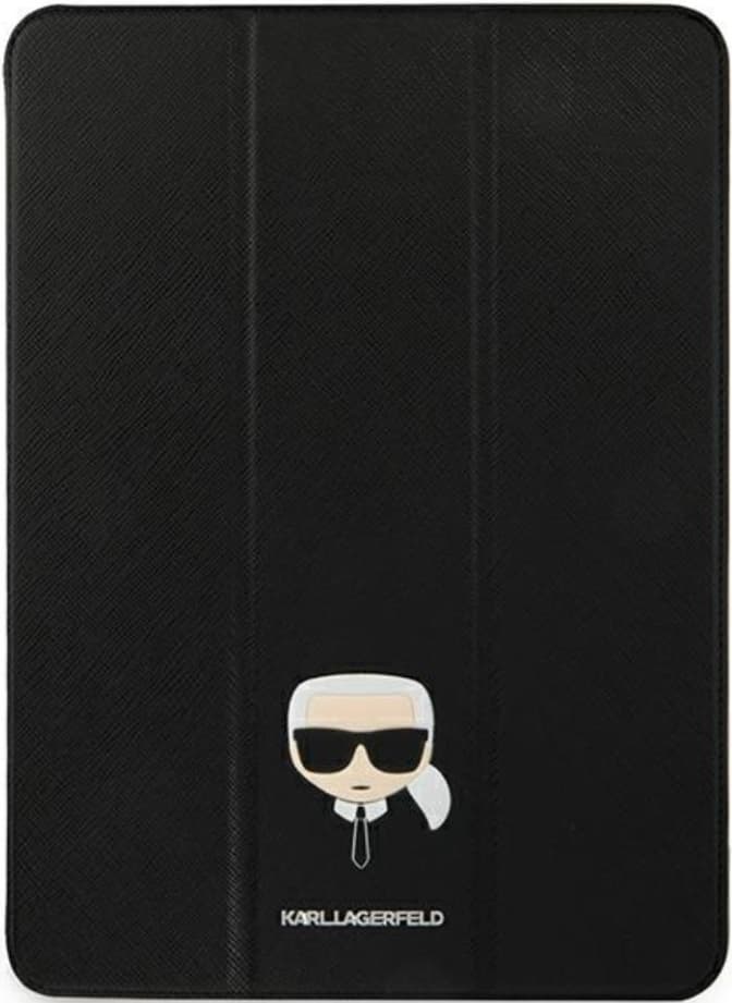 Дизайнерски кожен кейс с поставка за iPad Pro 11 M1 (2021), iPad Pro 11 (2020), iPad Pro 11 (2018) - Karl Lagerfeld Saffiano Karl Head Folio Case (черен)
