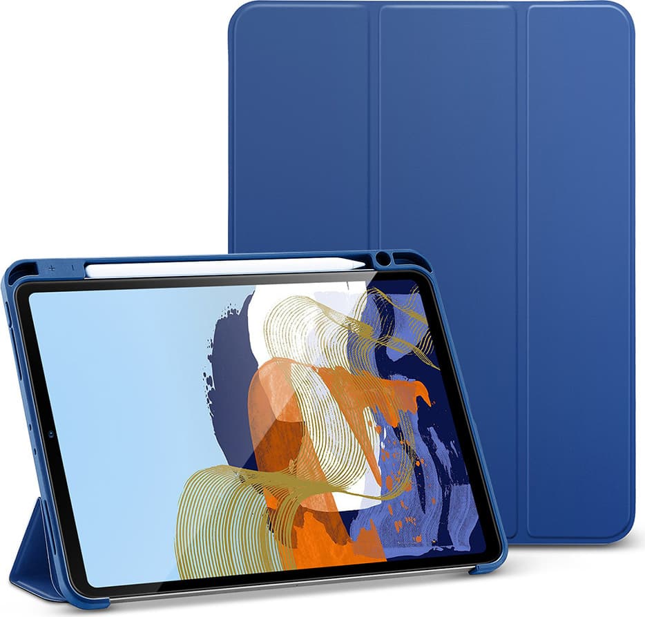Полиуретанов калъф с поставка и отделение за Apple Pencil 2 за iPad Pro 11 M1 (2021), iPad Pro 11 (2020), iPad Pro 11 (2018) - ESR Rebound Pencil Case (тъмносин)
