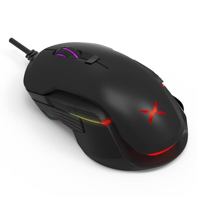 Мишка Delux M627S PMW3389, оптична (16000 dpi), USB, черна, гейминг, 8 бутона, подсветка