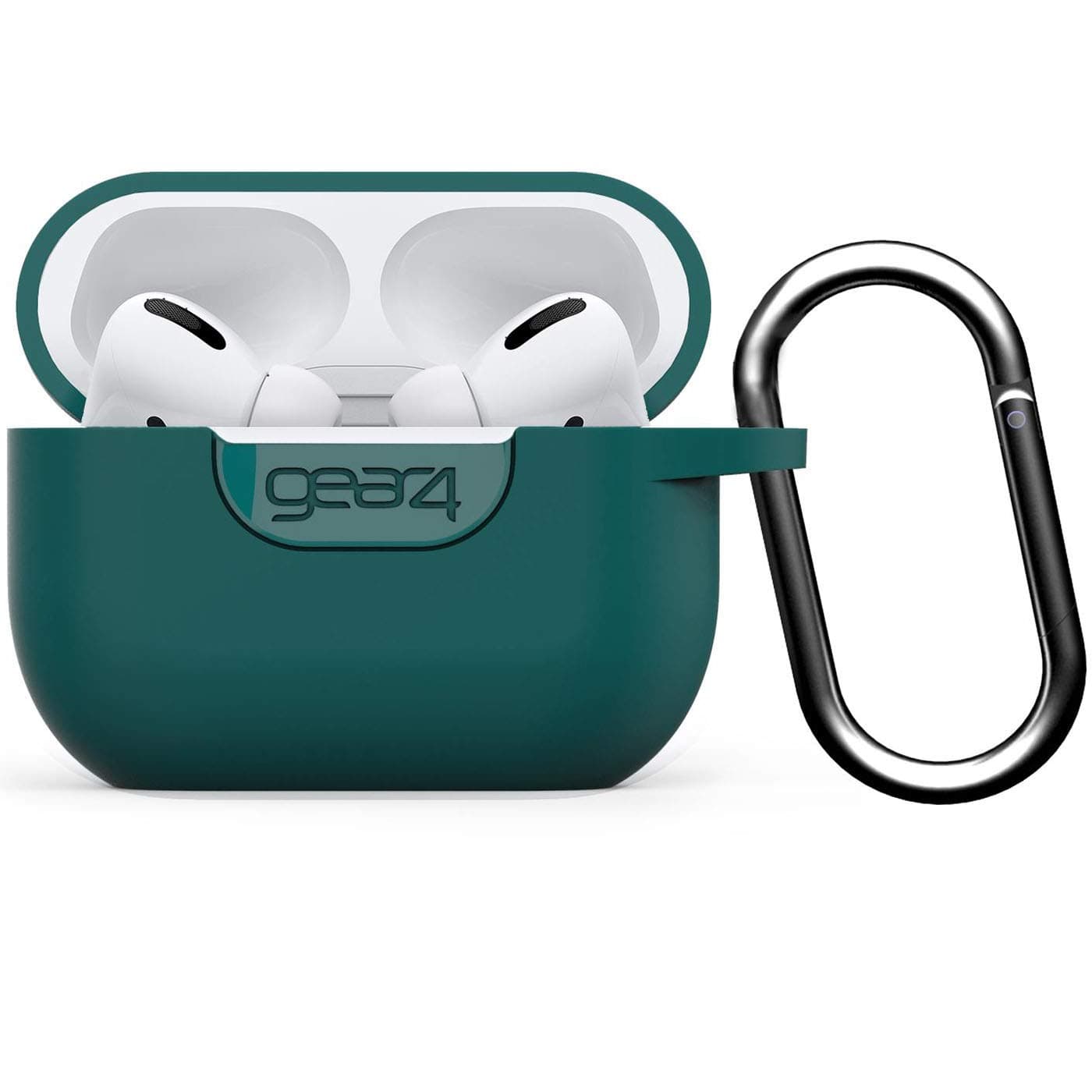 Калъф за слушалки Gear4 D3O Apollo Apple Airpod Pro Case Teal, за Apple AirPods Pro, силиконов, с карабинер, зелени