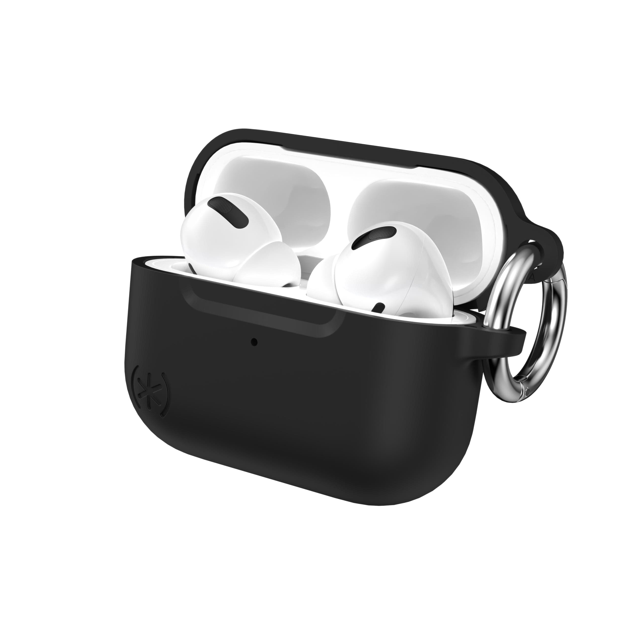 Калъф за слушалки Speck Presidio W/Soft Touch Black, за Apple AirPods Pro, алуминиев, с карабинер, удароустойчив, антибактериално покритие Microban, черен