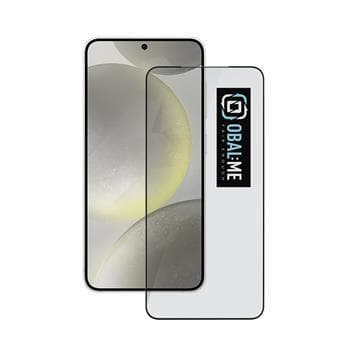 Обхващащо и ръбовете стъклено защитно покритие за дисплея на Samsung Galaxy S24 - OBALME Tempered Glass Screen Protector 5D (черен-прозрачен)