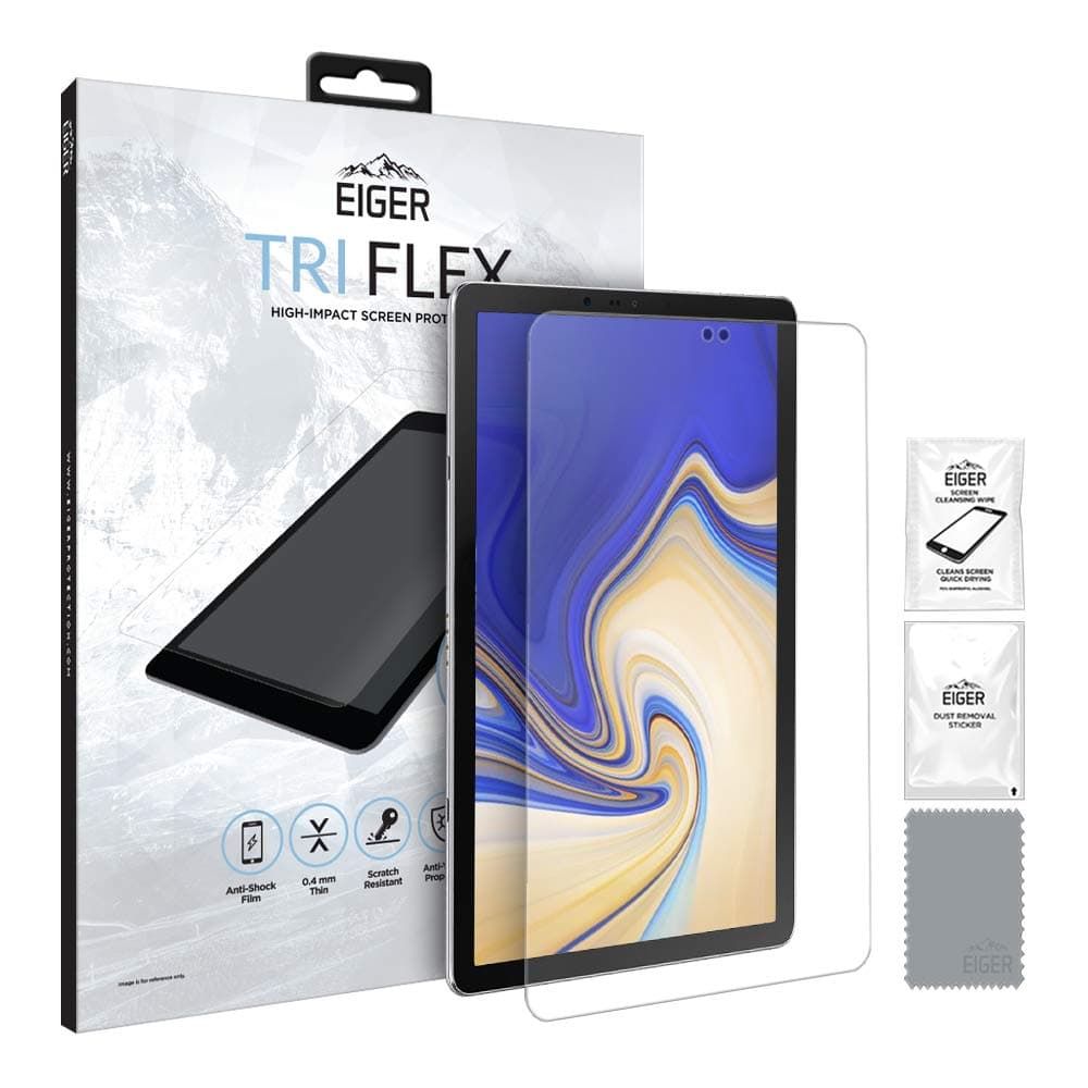 Качествено защитно покритие за дисплея на Samsung Galaxy Tab A 10.5 (2018) - Eiger Tri Flex High Impact Film Screen Protector (прозрачен)