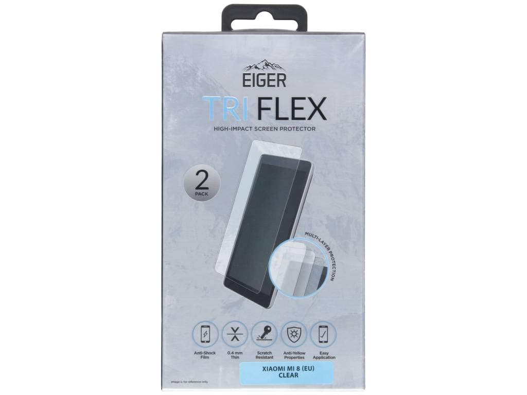 Качествено защитно покритие за дисплея на Xiaomi Mi 8 - Eiger Tri Flex High Impact Film Screen Protector (два броя)