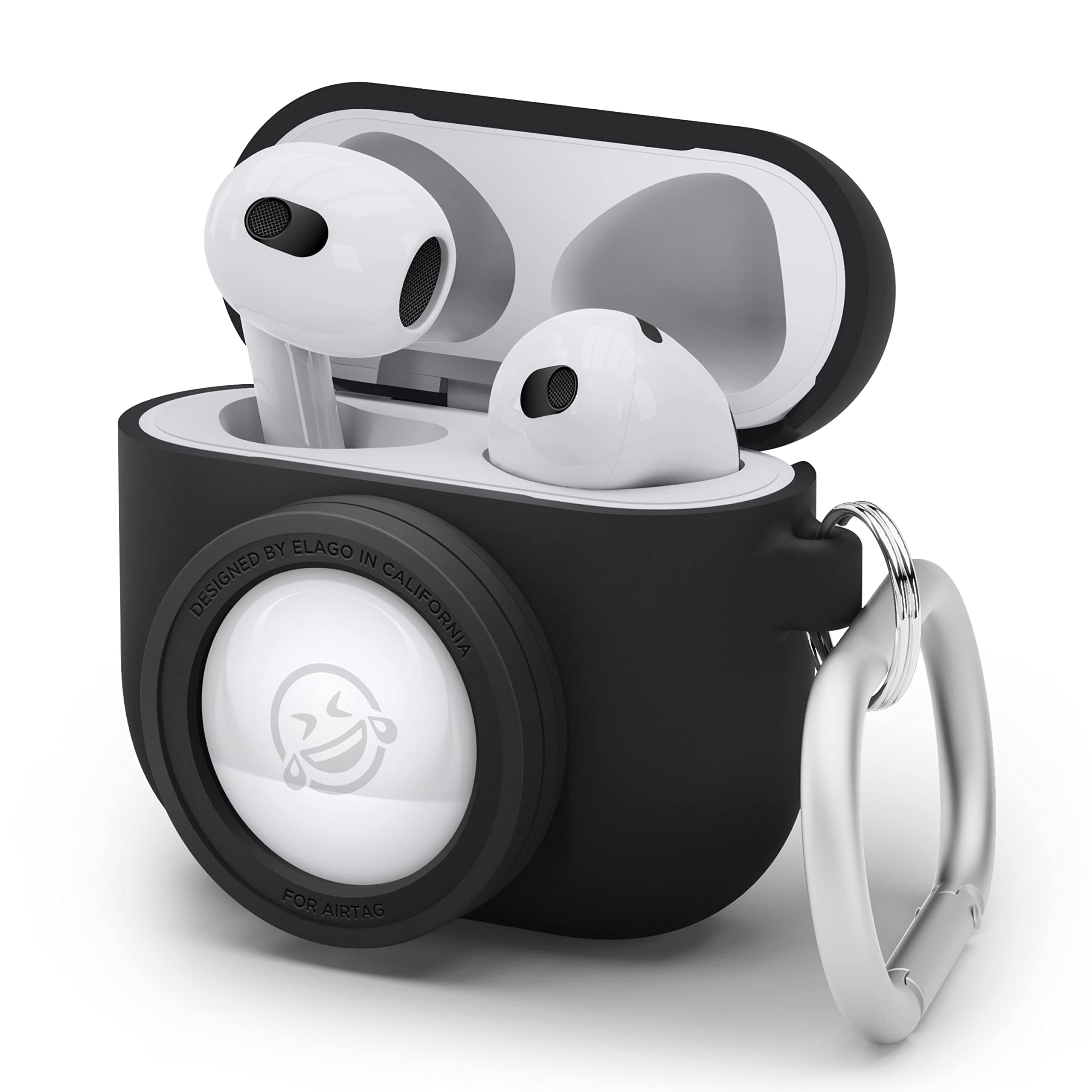 Защитен калъф Elago AirPods 3 Snapshot Silicone Case, за Apple AirPods 3, силиконов, с карабинер, черен