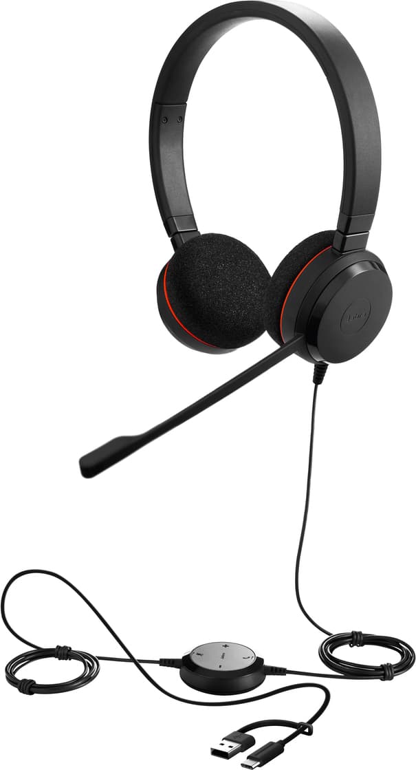 Слушалки с микрофон Jabra Evolve 20 UC Stereo USB-C/А Adapter