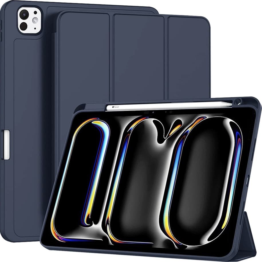 Термополиуретанов (TPU) кейс и поставка за iPad Pro 11 (2024) - Techsuit Flex Trifold Case (тъмносин)