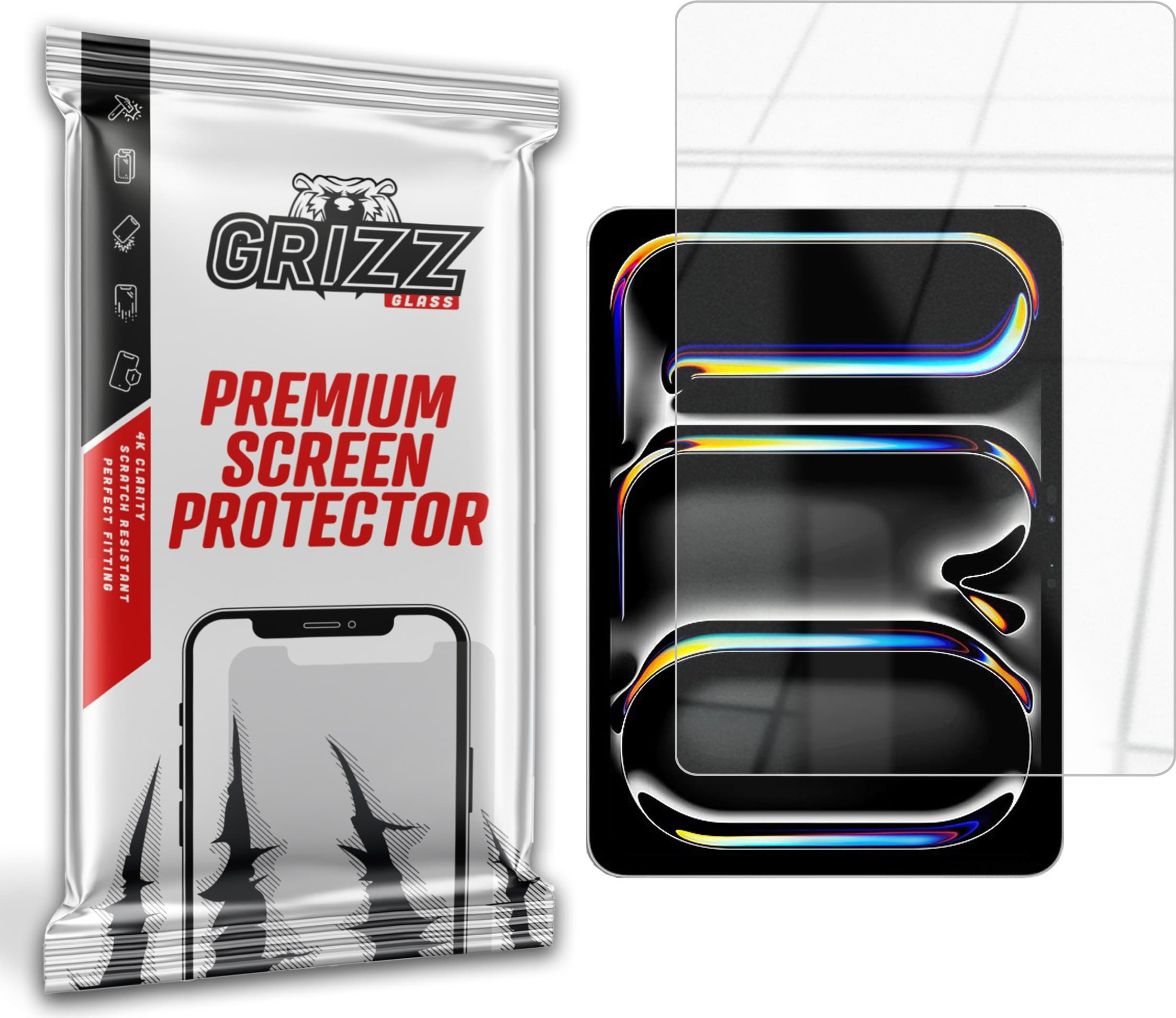 Хибридно стъклено защитно покритие за дисплея на iPad Pro 11 (2024) - GrizzGlass HybridGlass Screen Protector (прозрачен)