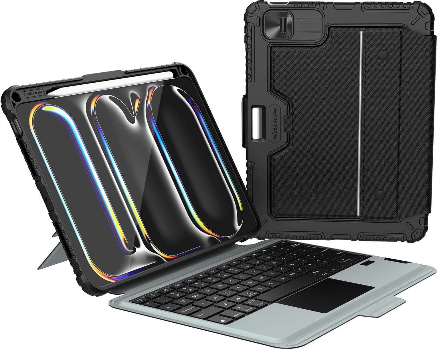 Удароустойчив кейс, с отделяща клавиатура и поставка за iPad Pro 11 (2024) - Nillkin Bumper Combo Keyboard Protective Case Backlit Version