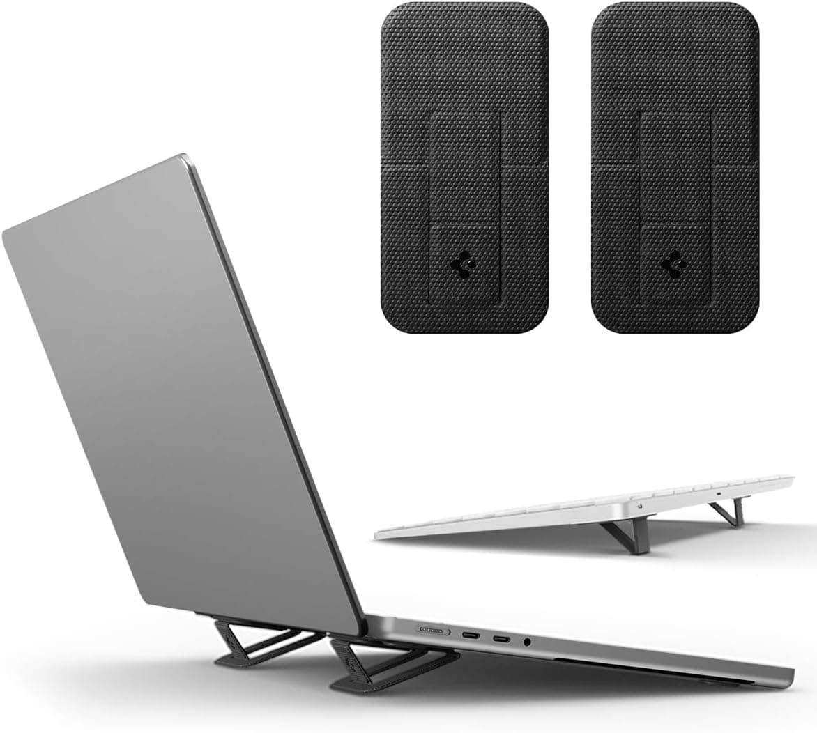 Сгъваема, залепяща се към вашия компютър поставка за MacBook и лаптопи - Spigen LD201-S2 Slimfold Universal Laptop Stand (черен)