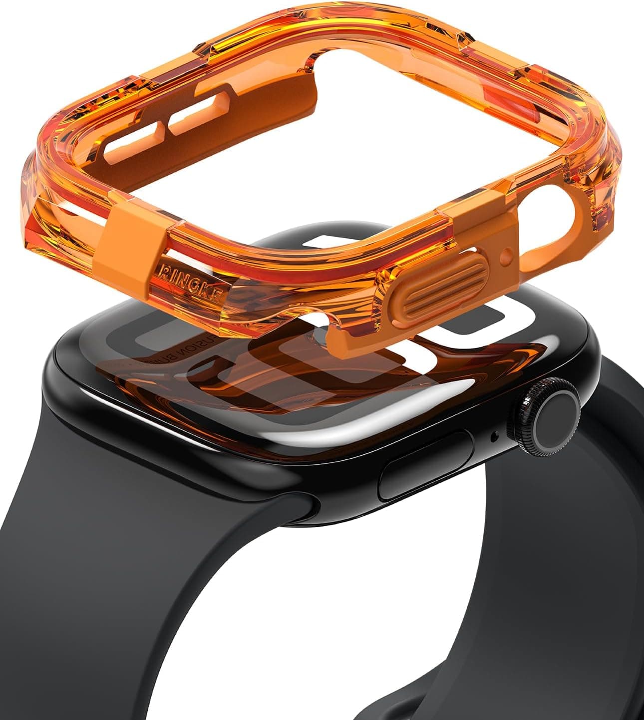 Хибриден кейс с висока степен на защита за Apple Watch 10 42мм (2024), Apple Watch 11 42мм (2025) - Ringke Fusion Bumper Case (оранжев)