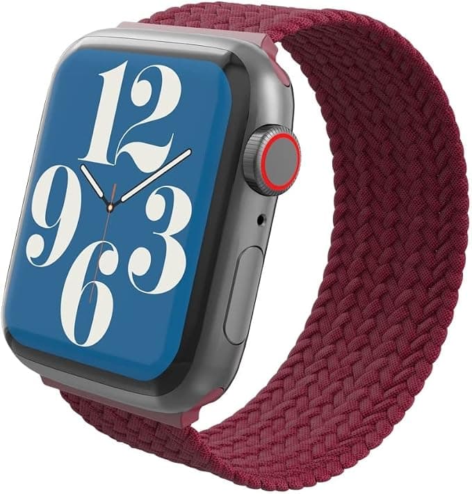 Текстилна каишка за Apple Watch 42мм, 44мм, 45мм, 46мм, Ultra, Ultra 2 49мм - Zagg Gear4 Braided Sport Band Size L (бордо)
