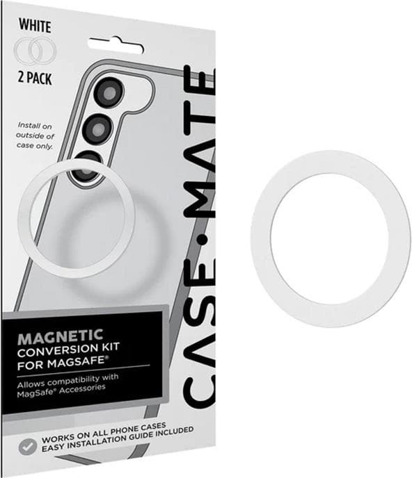 2 броя магнитни дискове за смартфони и кейсове, съвместим с MagSafe аксесоари - CaseMate MagSafe Ring Magnetic Conversion Kit (бял)