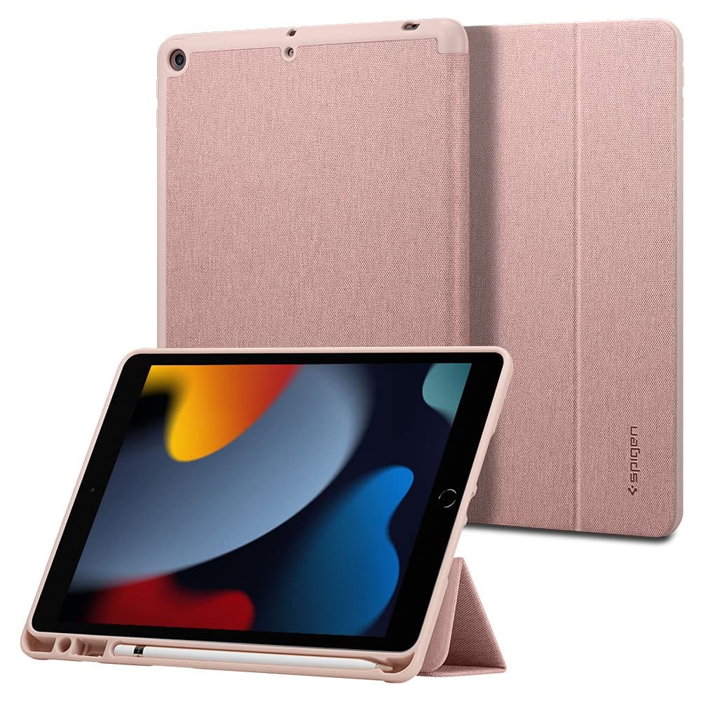 Текстилен кейс и поставка за iPad 7 (2019), iPad 8 (2020), iPad 9 (2021) - Spigen Urban Fit Case (розово злато)