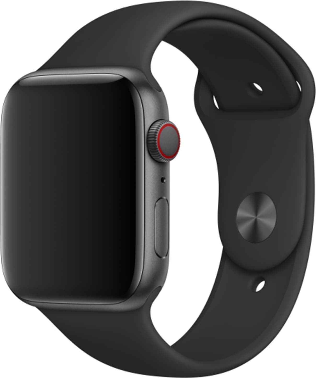 Оригинална силиконова каишка за Apple Watch 42мм, 44мм, 45мм, 46мм, Ultra 49мм - Apple Sport Band Stainless Steel Pin (retail) (черен)