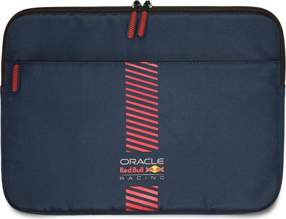 Дизайнерски луксозен кожен калъф за MacBook Air 13, MacBook Pro 13, MacBook Pro 14 и лаптопи до 14 инча - Red Bull PU Leather Powerbar Computer Sleeve (черен)