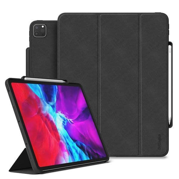 Полиуретанов калъф с поставка и отделение за Apple Pencil 2 за iPad Pro 11 (2020) - Ringke Smart Case (черен)