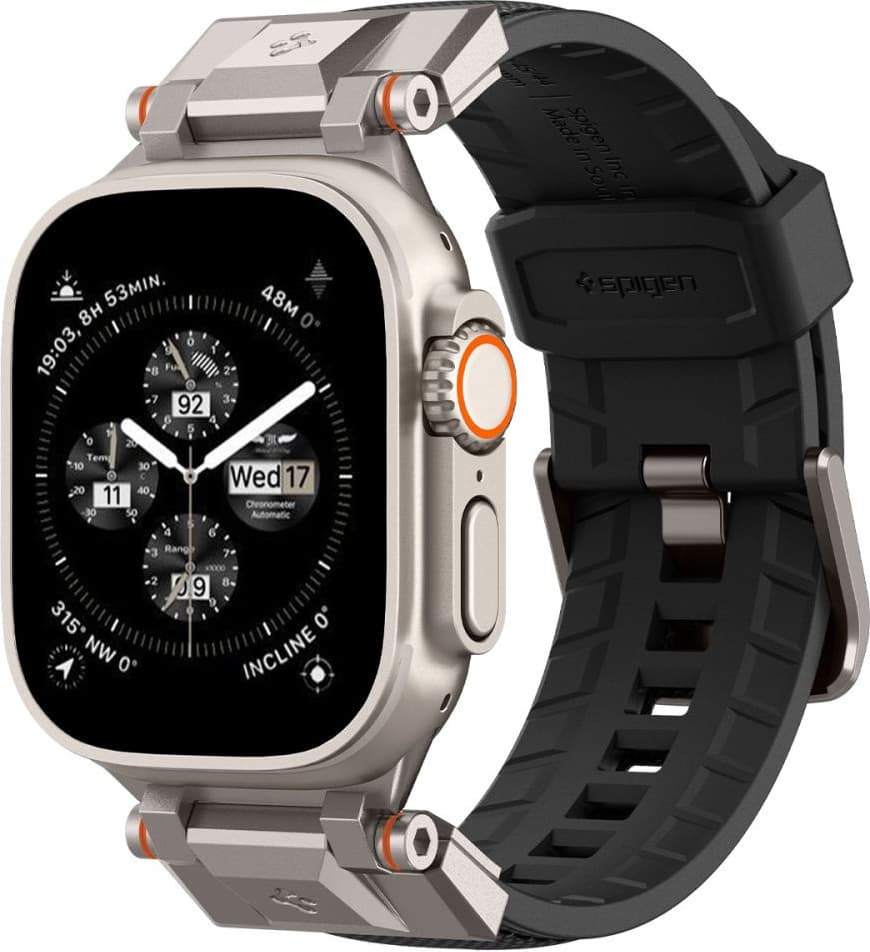 Силиконова каишка за Apple Watch 42мм, 44мм, 45мм, 46мм, Ultra, Ultra 2 49мм - Spigen DuraPro Armor Band (черен)