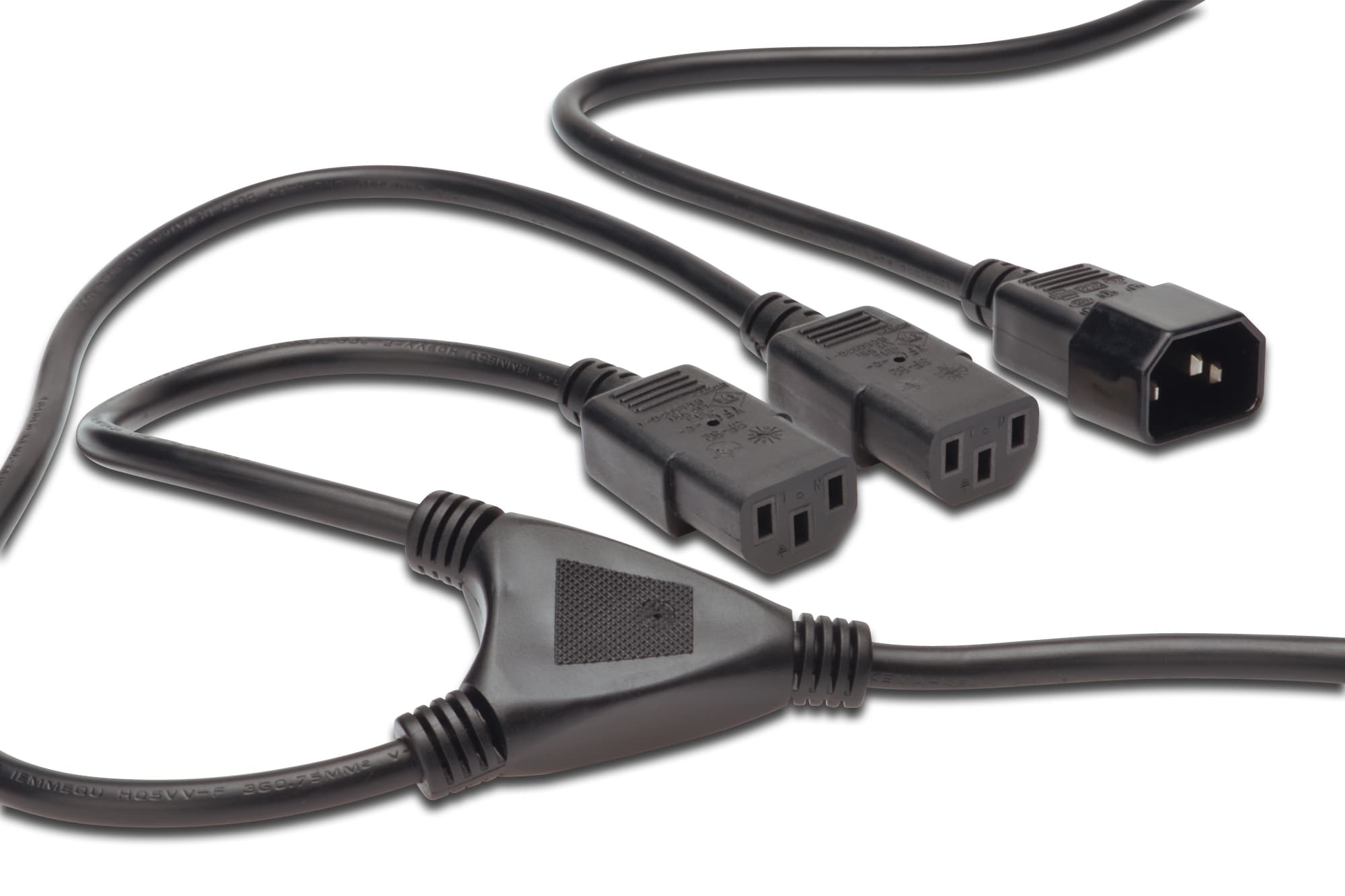 Захранващ кабел Digitus AK-440400-017-S, от IEC320 C14(м) към 2x IEC320 C13(ж), 1.8m, черен