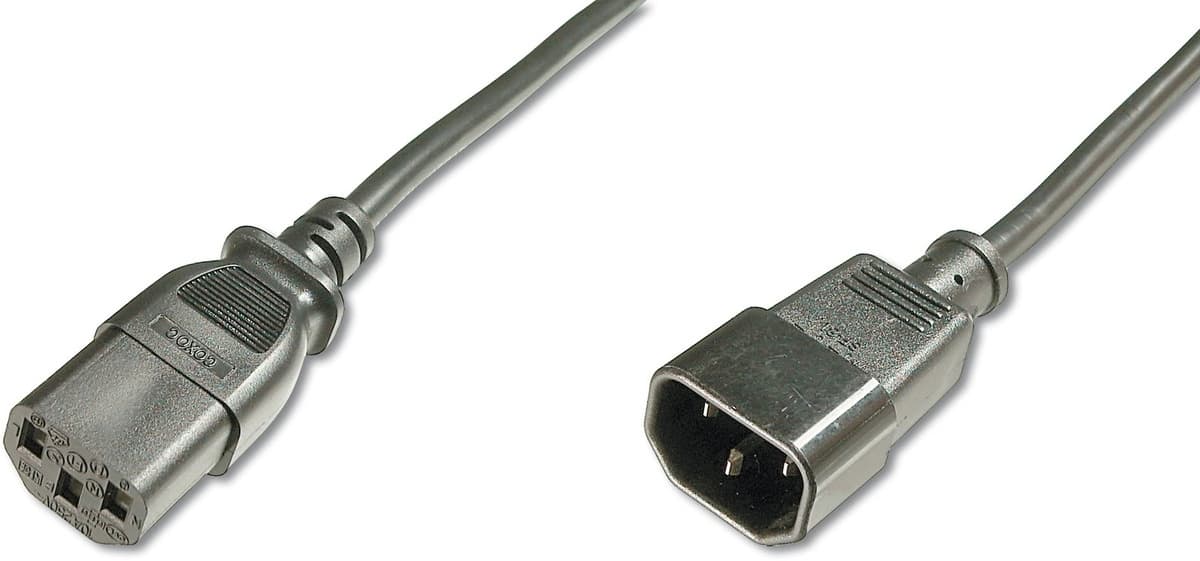 Захранващ кабел Assmann AK-440201-018-S, от IEC C14(м) към IEC C13(ж), 1.8m, черен