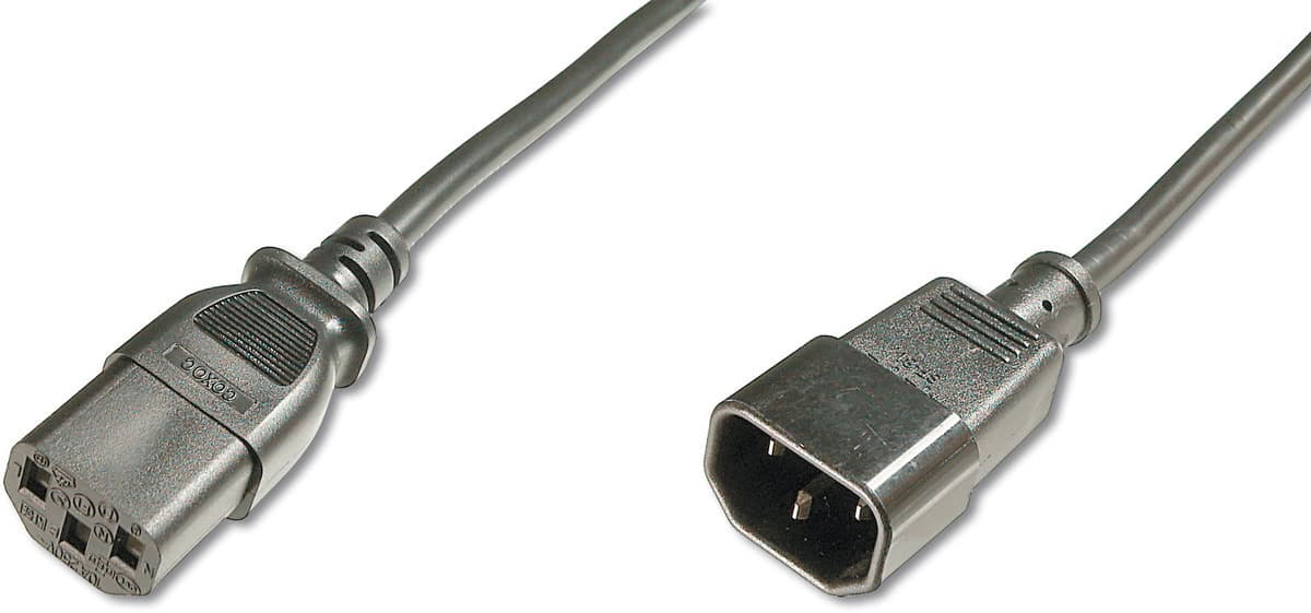Захранващ кабел Assmann AK-440201-012-S, от IEC C14(м) към IEC C13(ж), 1.2m, черен