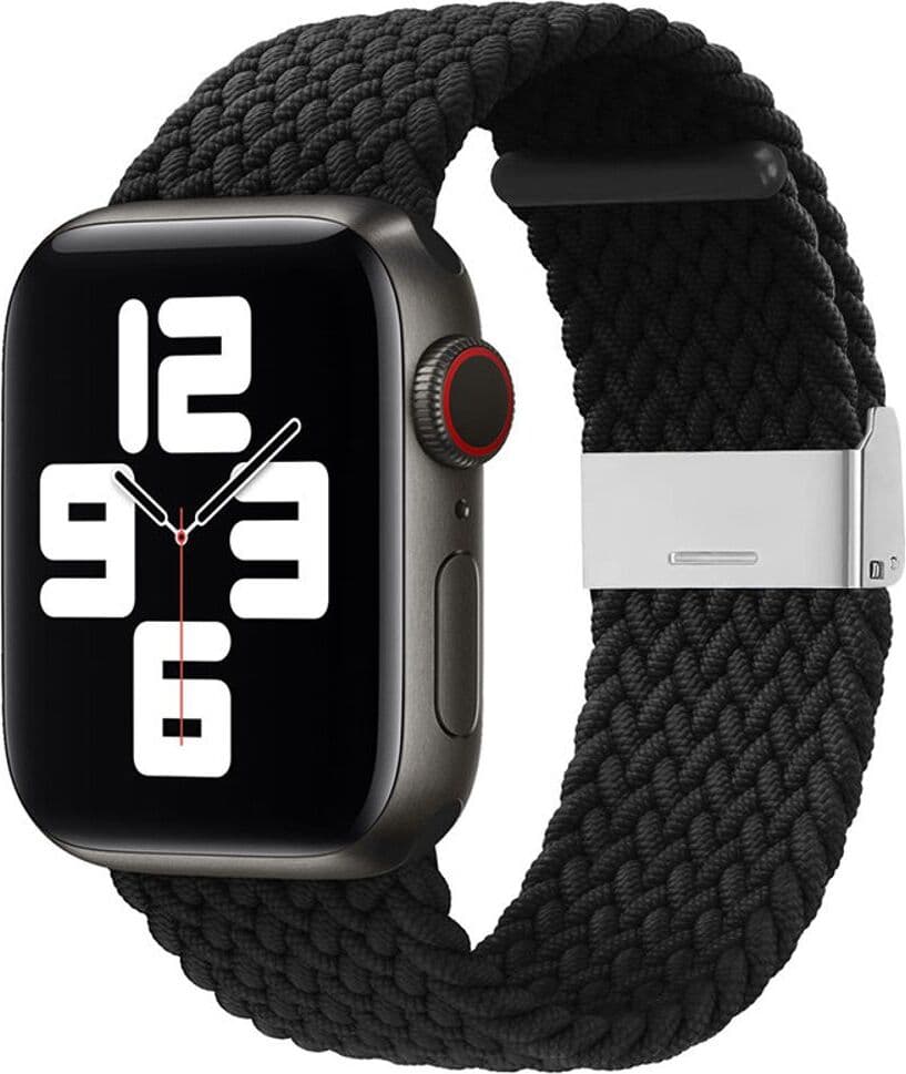 Текстилна каишка за Apple Watch 42мм, 44мм, 45мм, 46мм, Ultra, Ultra 2 49мм - HR Braided Fabric Strap (черен)