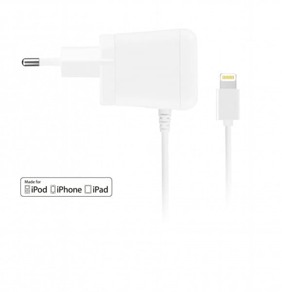 Захранване за ел. мрежа за iPhone, iPad, iPod с Lightning - Macally 10W Wall Charger (с преходници за цял свят)
