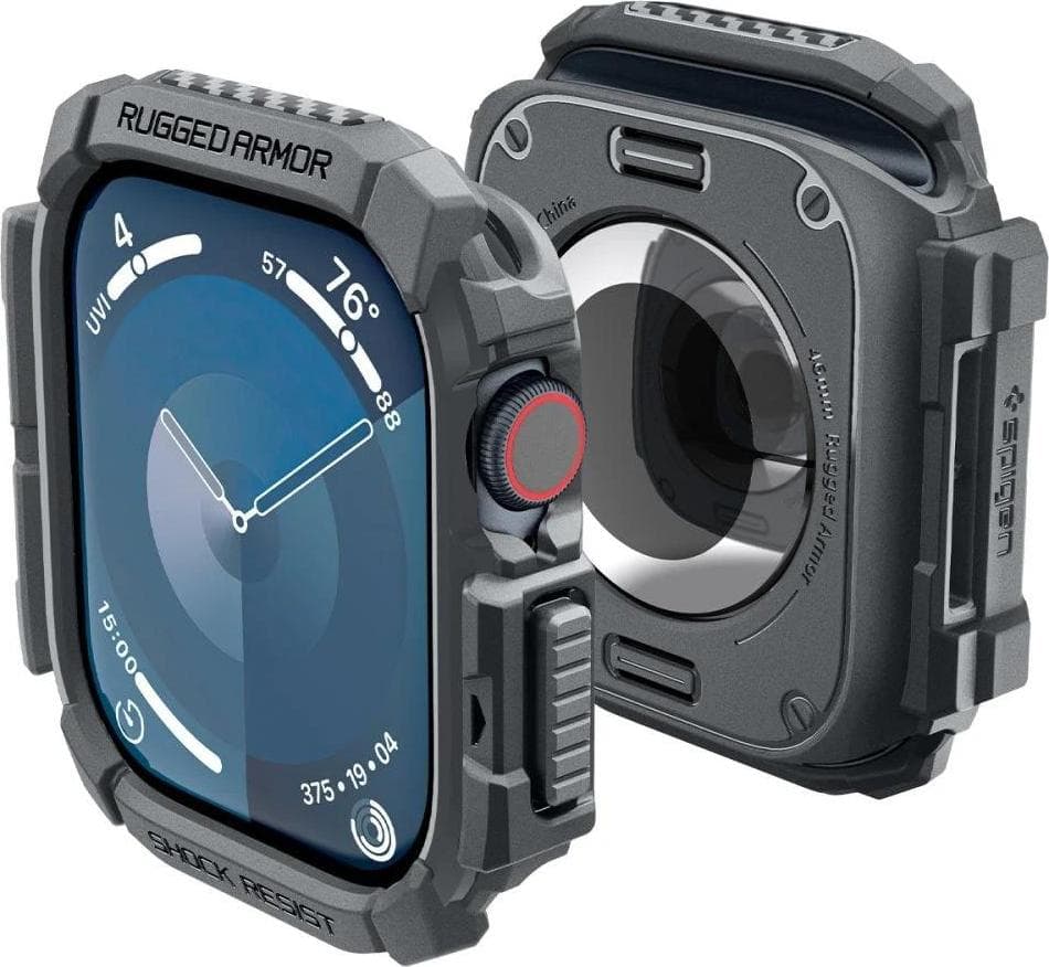 Удароустойчив TPU кейс за Apple Watch 10 46мм (2024) - Spigen Rugged Armor Case (тъмносив)