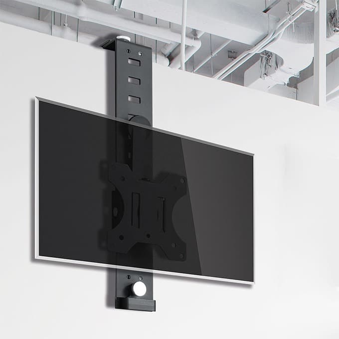 Стойка за монитор Lindy 40879, за стена, за екрани до 28", VESA до 100x100, до 8кг., кабелен водач, регулиране по височина, черна