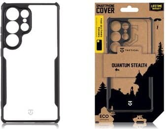 Хибриден удароустойчив кейс за Samsung Galaxy S25 Ultra - Tactical Quantum Stealth Hybrid Case (черен-прозрачен)