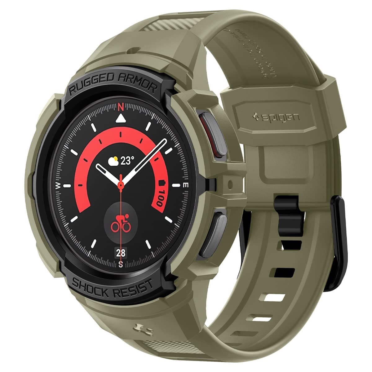 Удароустойчив TPU кейс за Samsung Galaxy Watch 5 Pro 45мм - Spigen Rugged Armor Pro Case (зелен)