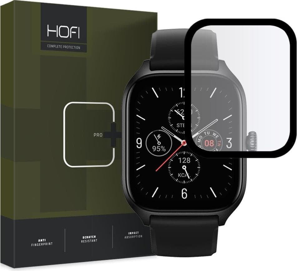 Калено стъклено защитно покритие на Amazfit GTS 4 - Hofi Glass Pro Plus Screen Protector (черен-прозрачен)