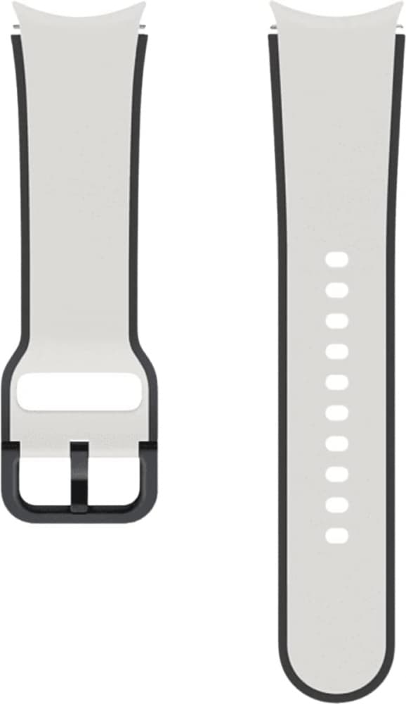 Оригинална флуороеластомерна каишка за Galaxy Watch4, Galaxy Watch 4 Classic, Galaxy Watch 5, Galaxy Watch 5 Pro и други часовници с 20мм захват - Samsung Two-Tone Sport Band 20mm M/L (ET-STR91LJEGEU) (сив-черен)