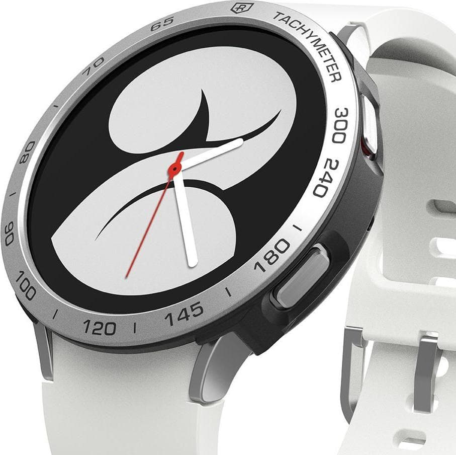 Рамка с висока степен на защита и силиконов (TPU) кейс за Samsung Galaxy Watch 4 40мм (сребрист и черен) - Ringke Bezel Styling + Ringke Air Sports 40-01