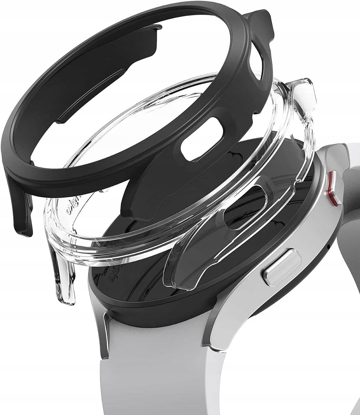 Комплект от два броя качествен твърд кейс за Samsung Galaxy Watch 4 Classic 44 мм (прозрачен и черен) - Ringke 2x Slim Watch Case (2 броя)