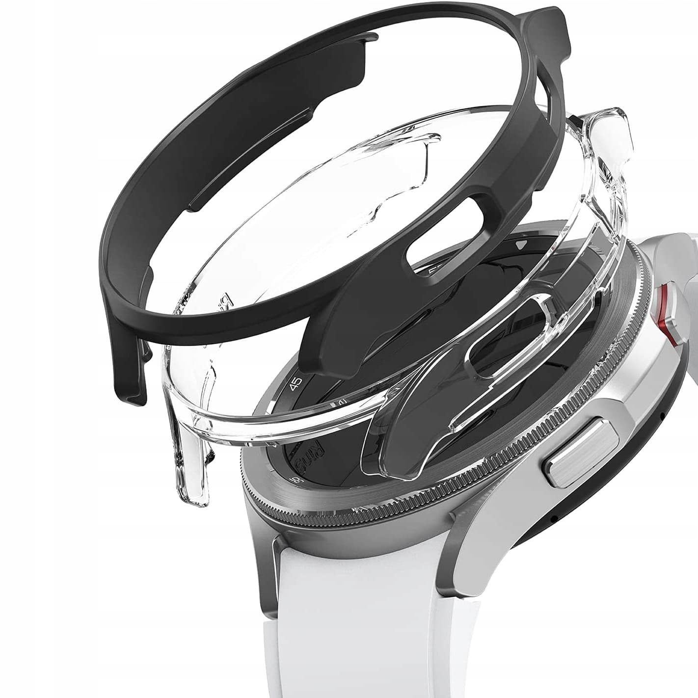 Комплект от два броя качествен твърд кейс за Samsung Galaxy Watch 4 Classic 42 мм (прозрачен и черен) - Ringke 2x Slim Watch Case (2 броя)