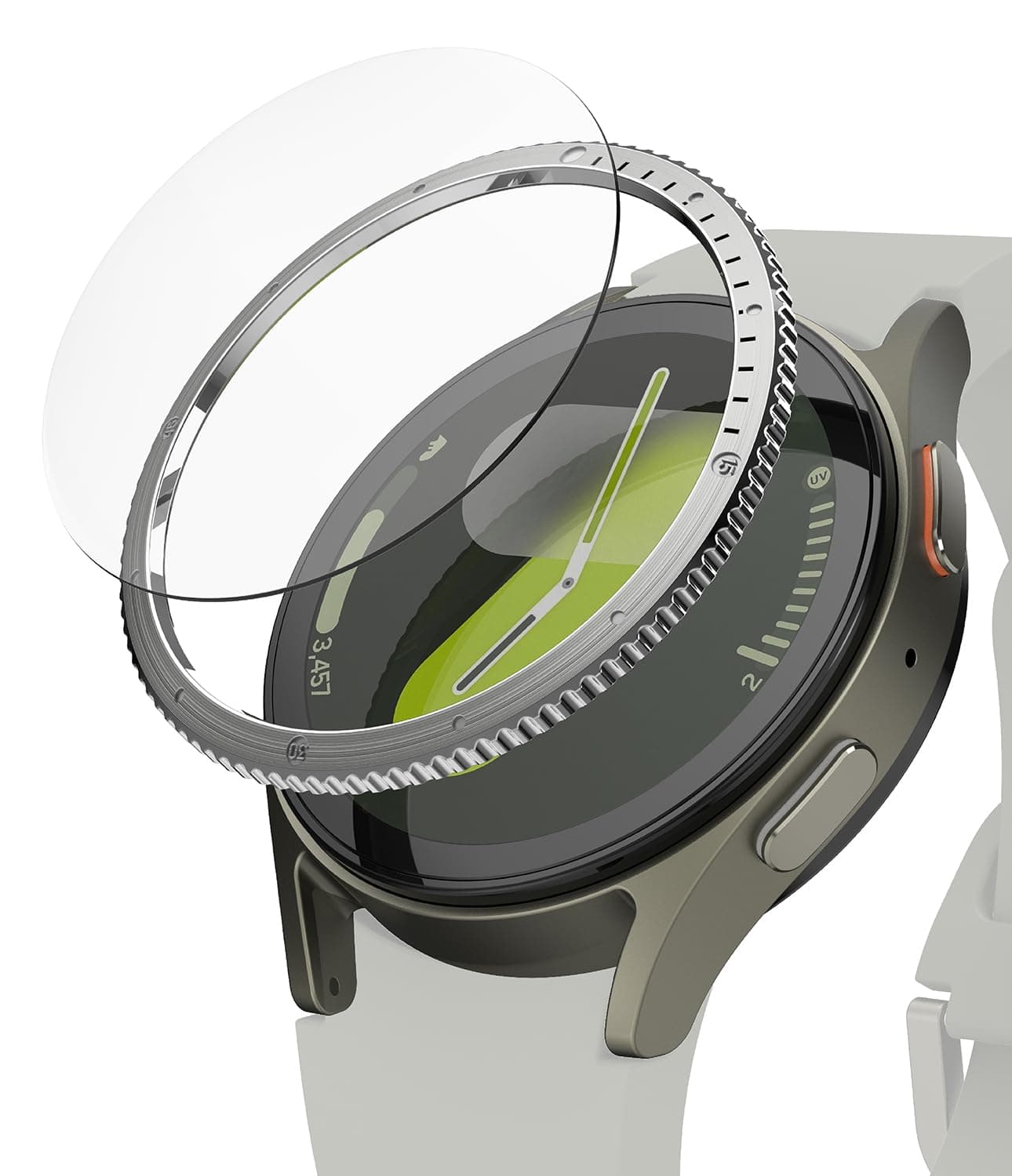 Комплект рамка от неръждаема стомана и стъклено защитно покритие за Samsung Galaxy Watch 7 40мм - Ringke Bezel Styling Stainless Steel Silver Pattern 7 (сребрист)