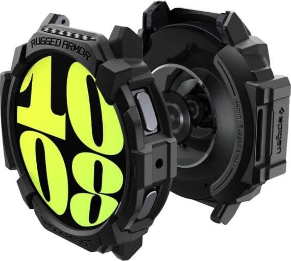 Удароустойчив TPU кейс за Samsung Galaxy Watch 7 44мм - Spigen Rugged Armor Case (черен)