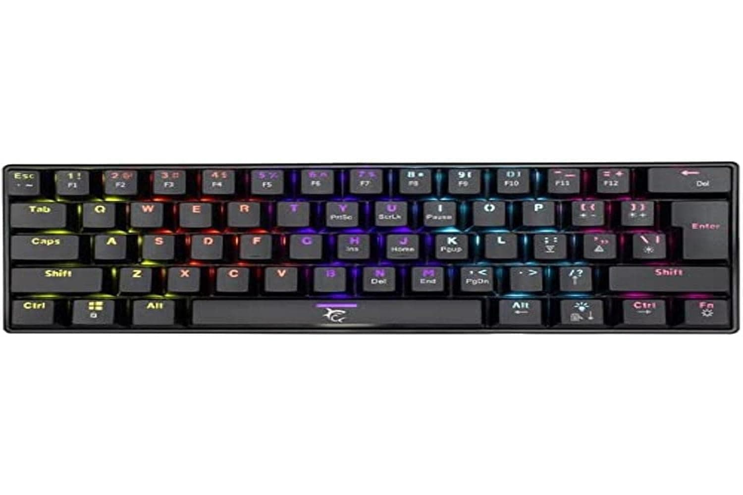 Клавиатура SBOX WHITE SHARK SHINOBI, гейминг, механична, сини суичове, RGB подсветка, черна, USB