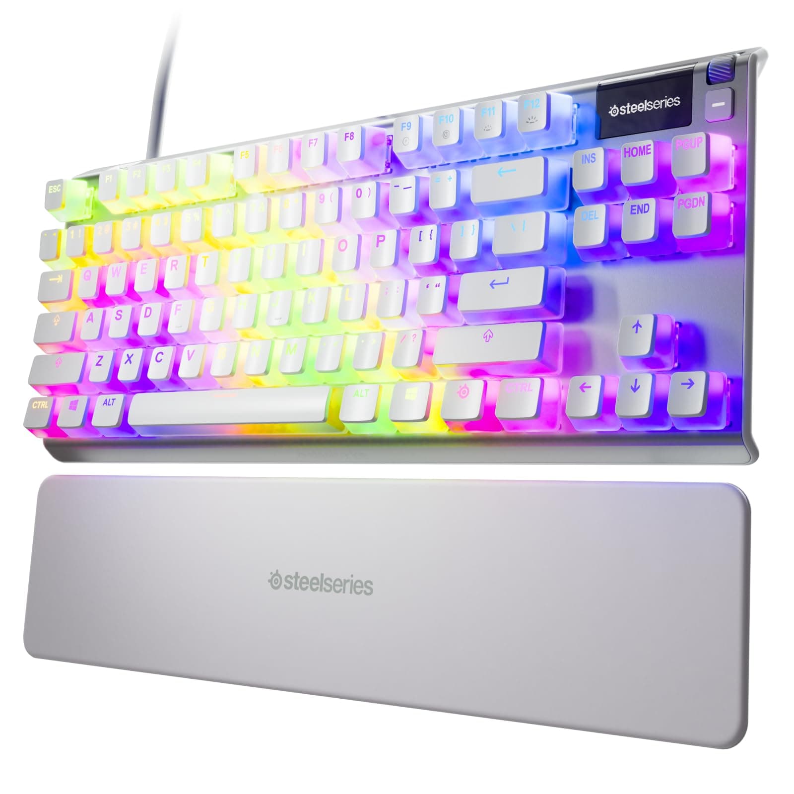 Клавиатура Steelseries Apex 7 Ghost TKL Red Switch, механична, RGB подсветка, мултимедийни бутони, USB, бяла
