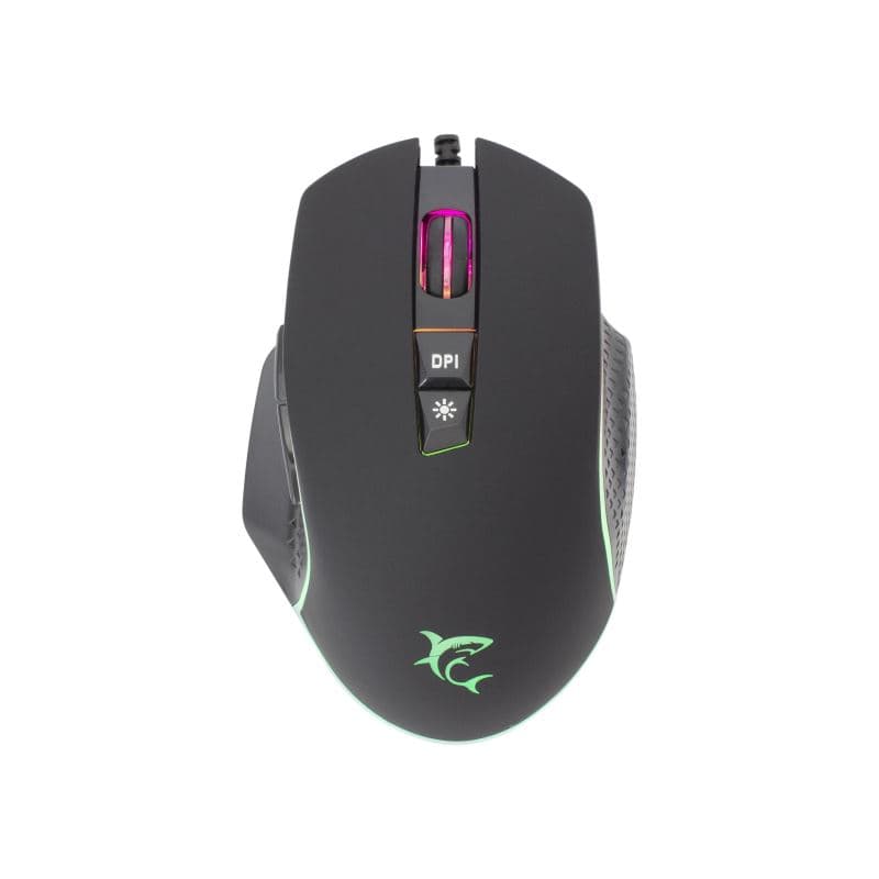 Мишка SBOX White Shark Gareth-B, оптична (6400 dpi), USB, черна, гейминг, RGB подсветка