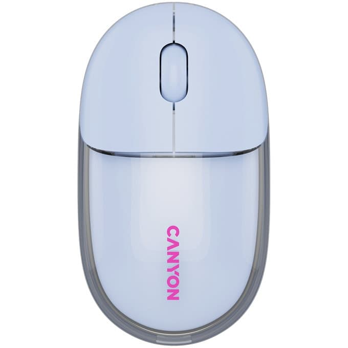 Мишка Canyon OnClick 24 Transparent/Blue, оптична (1200dpi), безжична, Bluetooth, USB, синя