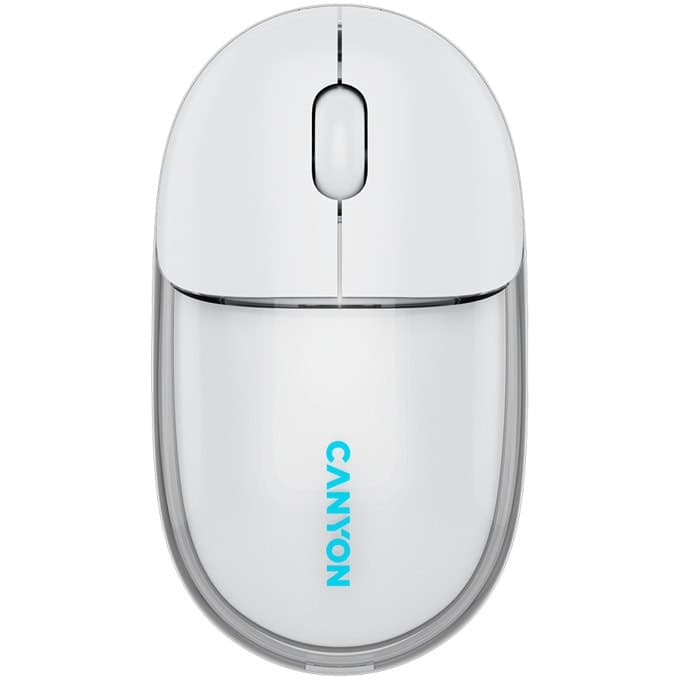 Мишка Canyon OnClick 24 Transparent/White, оптична (1200dpi), безжична, Bluetooth, USB, бяла