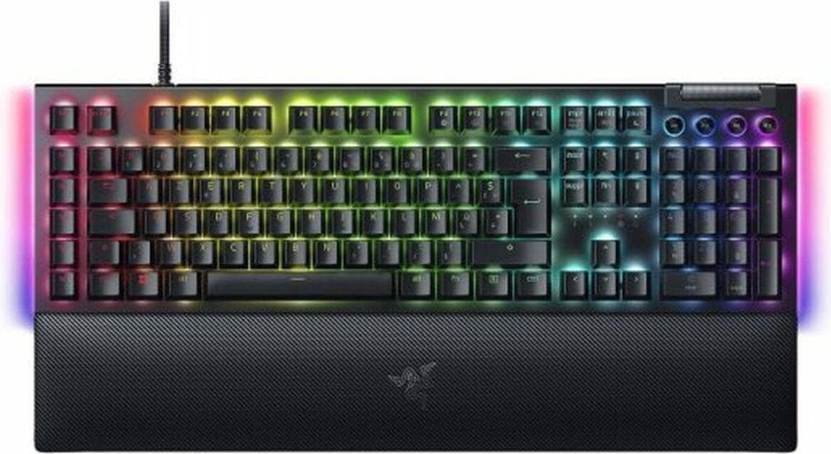 Клавиатура Razer Blackwidow V4, механична, жълти Razer суичове, гейминг, RGB подсветка, черна, USB