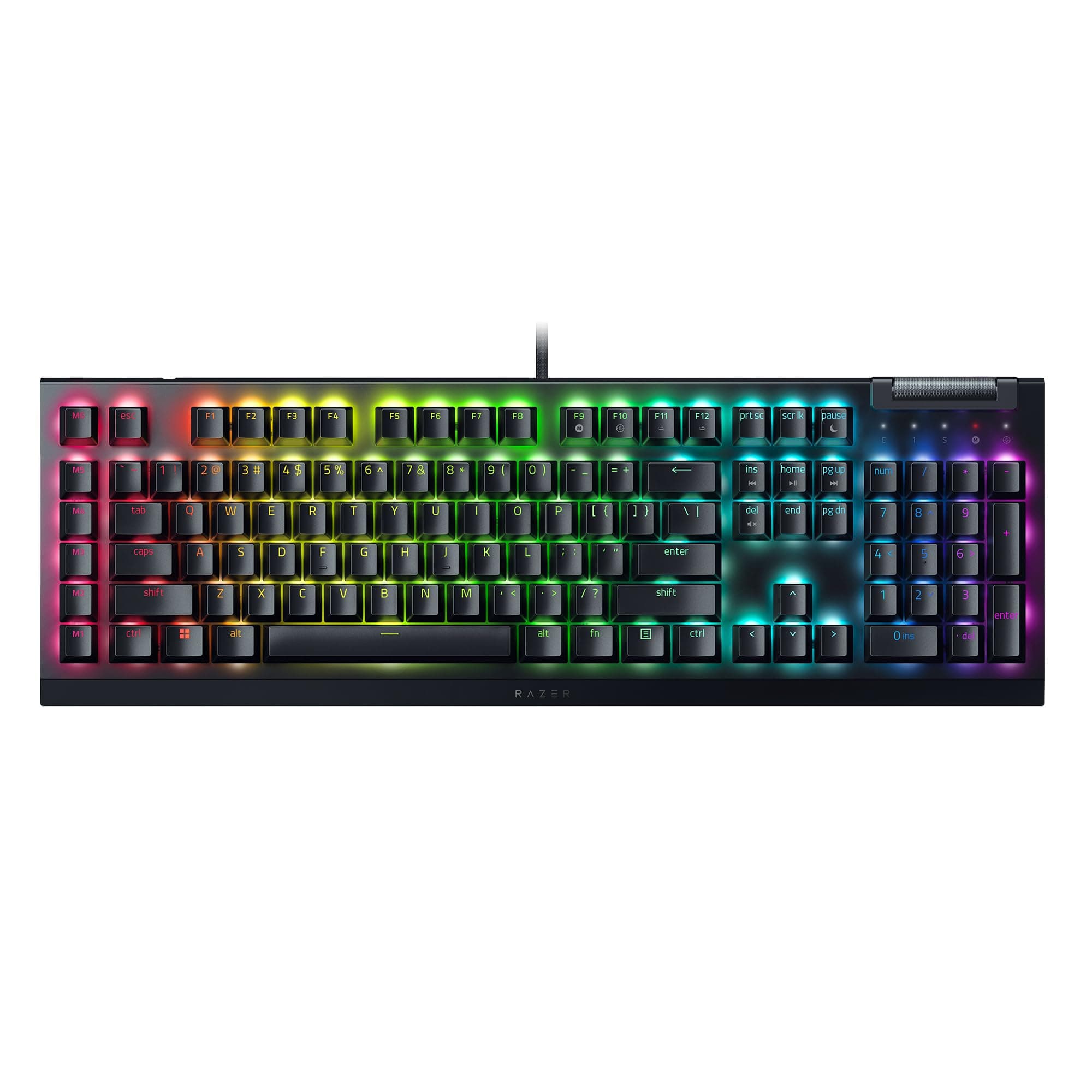 Клавиатура Razer Blackwidow V4 X, механична, жълти Razer суичове, гейминг, RGB подсветка, черна, USB