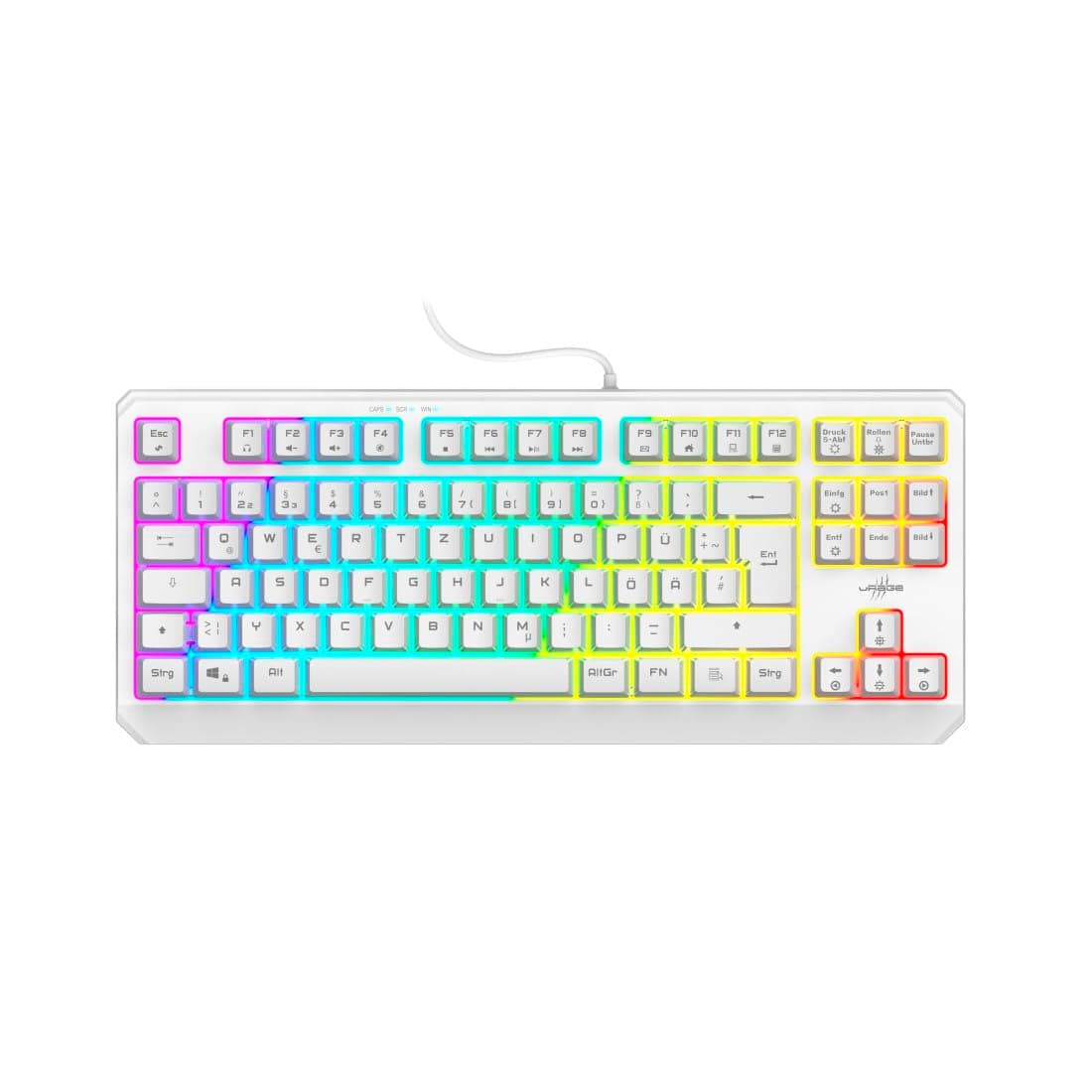 Клавиатура Hama uRage Exodus 220 TKL RGB, гейминг, RGB подсветка, бяла, USB