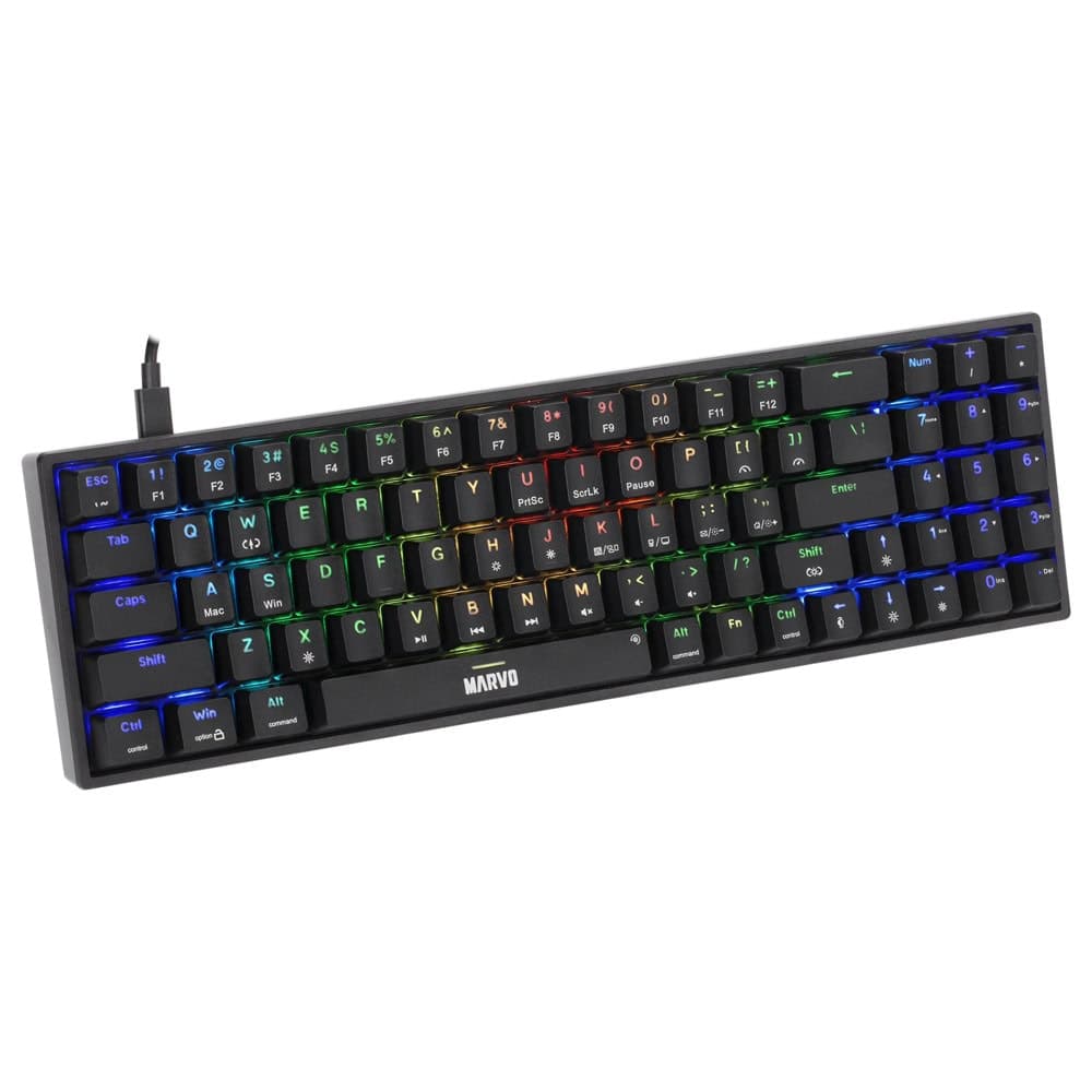 Клавиатура Marvo KG956 Shogo 78, механична, Marvo Switch, гейминг, Anti-Ghosting, RGB подсветка, черна, USB