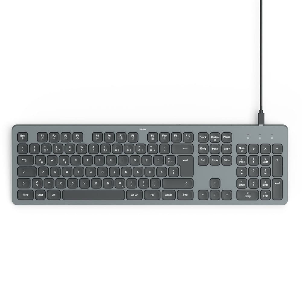 Клавиатура Hama CK-400, 105 клавиша, 13 мултимедийни бутона, LED подсветка, черна, USB